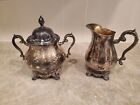 Vtg Wm Rogers International Silverplate Cream Pitcher Covered Sugar Bowl 6-7"