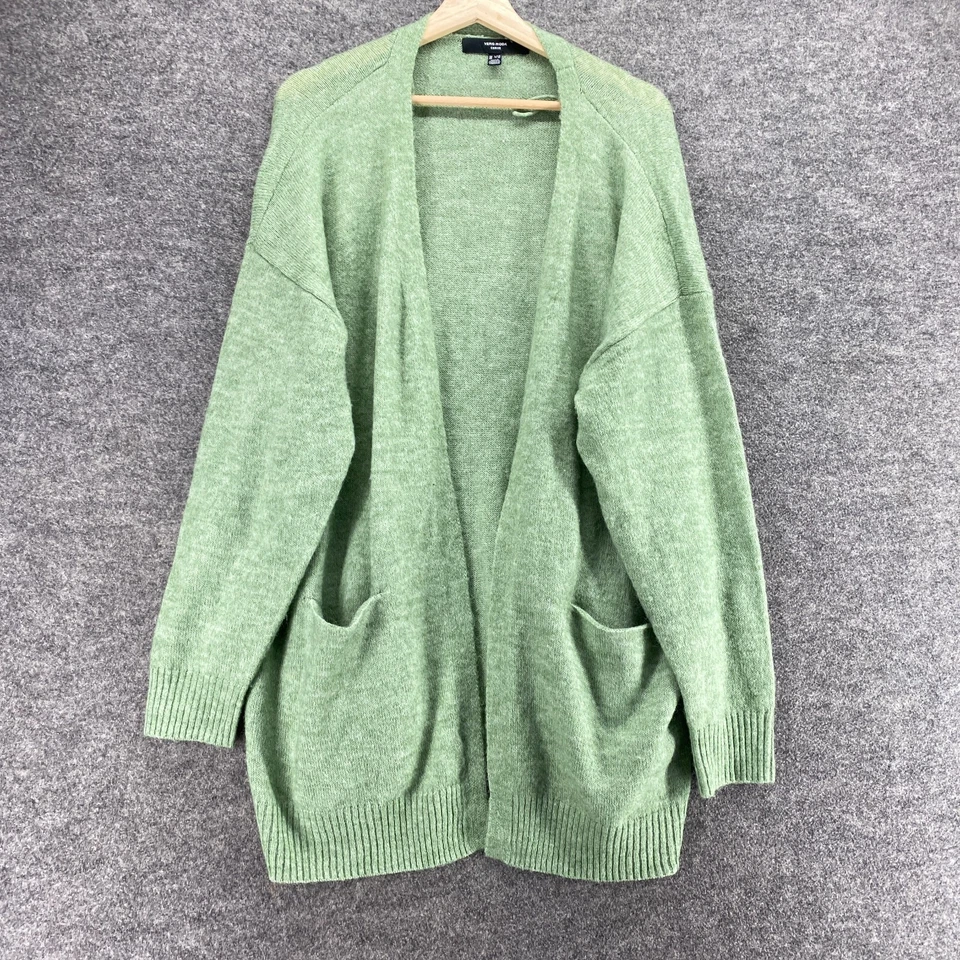 Vero Moda Cardigan Women 1X Plus Green Knit Alpaca Open Front Long Sleeve Casual - Image 1 of 4