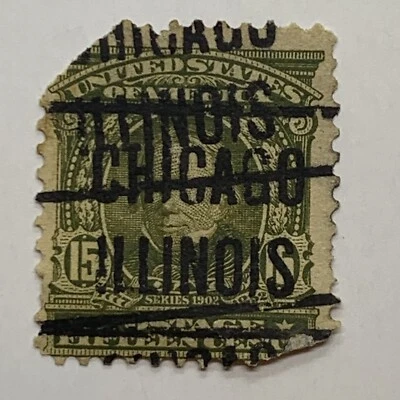 ERROR 1903 U.S. STAMP #309 WITH TRIPLE PRECANCELS CHICAGO ILLINOIS  - Image 1 of 2