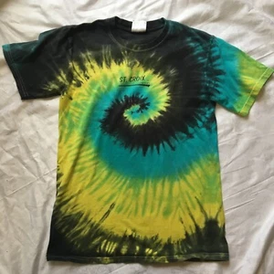 Virgin Islands St Croix Tie-Dye T-Shirt Men Size Small Colortone Tee Green Blue - Imagen 1 de 13