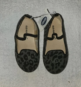 OLD NAVY PRINT SCHWARZ GRAU LOAFER FLATS BALLERINAS MÄDCHEN * GR. 7 / 18-24 M NEU - Bild 1 von 5