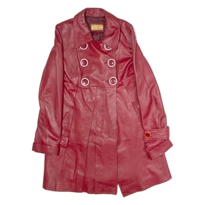 DUMANNI Womens Trench Coat Red Leather S - Picture 1 of 6