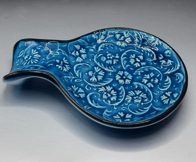 Soporte de cuchara de cerámica en relieve KUTAHYA arte azulejo turco esmaltado decoración de cocina Foto 1 de 3