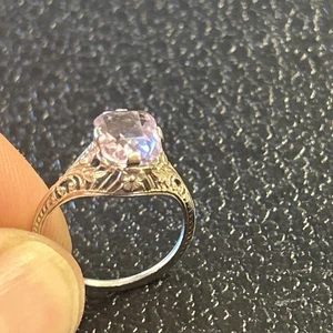 Antiker Art Deco Marquise Amethyst Gold Ring 14K Weißgold Verlobung Statement - Bild 1 von 14
