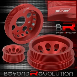 For 2002-2006 350Z Fairlady Z G35 350GT Drive Crank Pulley Wheel Set Red - Picture 1 of 2
