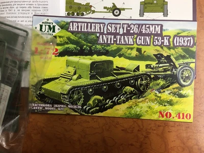 maquette 1/72, RARE , UM 410 - tracteur blindé et canon de 45mm russe - Photo 1/2