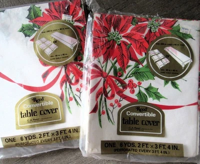 复古芦苇可转换桌布圣诞 POINSETTIA 纸桌布 10+ 码 — 第 1/2 张图片