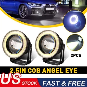 Universal 2Pcs 2.5" Round Projector LED DRL Halo angle Eyes Fog Lights Lamp - Picture 1 of 11