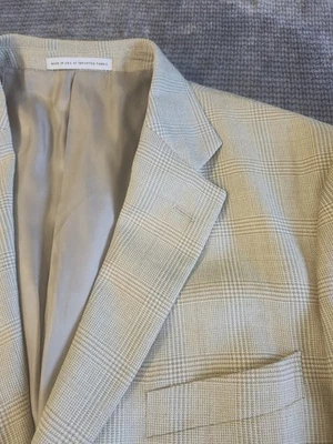 Blazer John w Nordstrom seda/lana crema avena y azul 44R Business fibra natural Foto 1 de 4