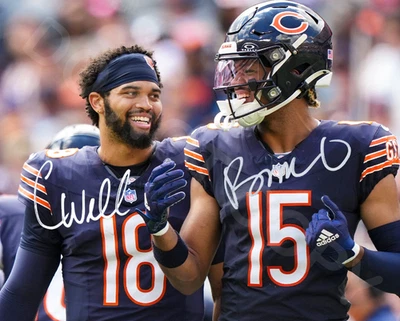 Foto autografada 8x10 Caleb Williams/Rome Odunze reimpressão Bears ano de novato - Imagem 1 de 2