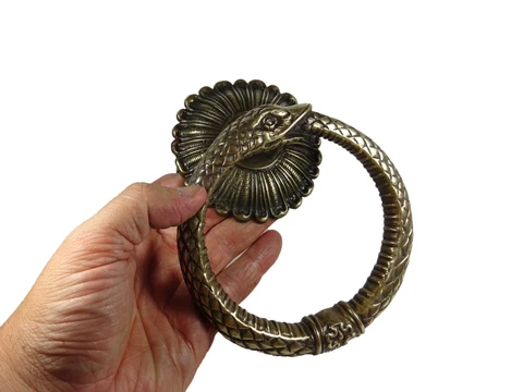 SERPENT DOOR HANDLE DOOR KNOCKER MASONIC ANTIQUE ORIGINAL SOLID BRONZE Cover