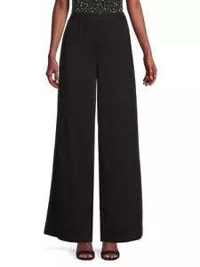 Area Stars Size Small Wide Leg Pants Black Knit Raw Hem Pull-On Side Pockets NEW - Picture 1 of 7