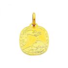 Baptism Religious Disc Charm Solid 14K Yellow Gold Pendant No Chain Necklace