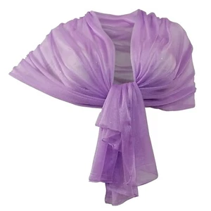 Tinta Unita Glitter SCIARPA Scialle Foulard Donna Coprispalle Cerimonia Lilla - Foto 1 di 2