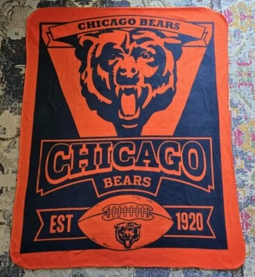 NFL Chicago Bears Soft Fleece FAN Throw Blanket 50" x 60"- Navy/Orange   - Image 1 of 4