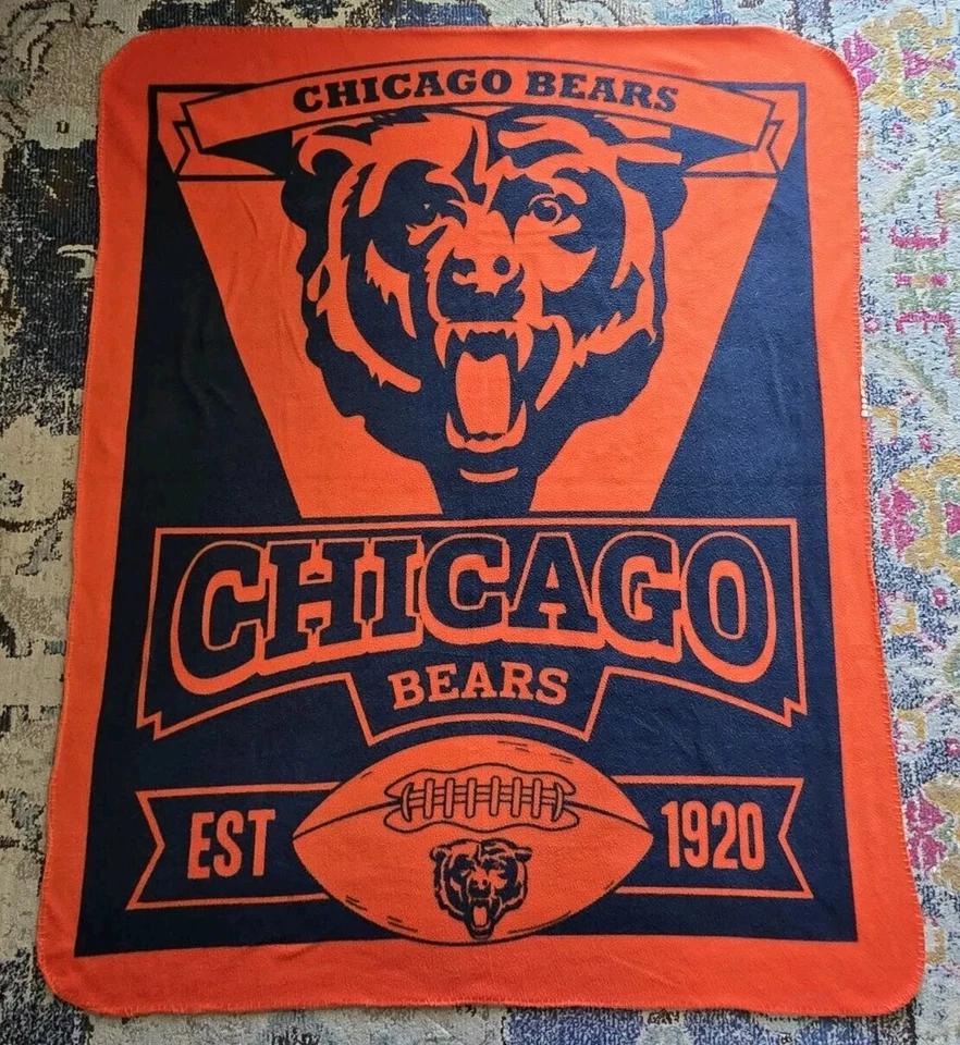 NFL Chicago Bears Suave Vellón VENTILADOR Manta 50" x 60"- Azul Marino/Naranja   Foto 1 de 4