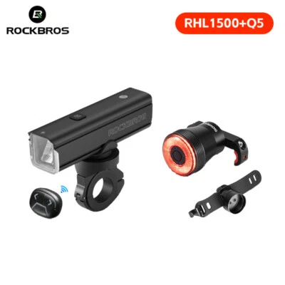 ROCKBROS LED Bike Light Set Bicycle Headlight Tail Light Set USB-C Rechargeable - image 1 of 4