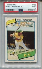 1980 Topps Baseball #482 Rickey Henderson Rookie Card Graded PSA 9 MINT