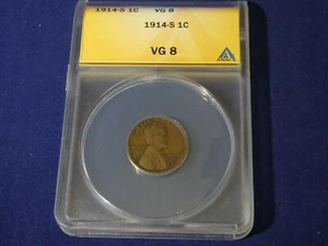 1914-S Lincoln Wheat Cent graded VG 8 by ANACS  - Picture 1 of 4