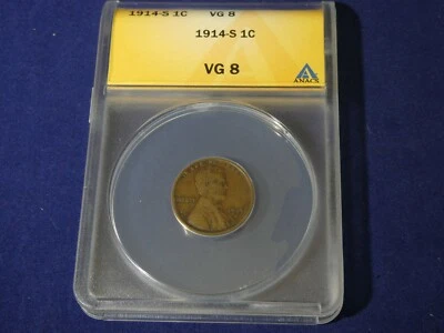 1914-S Lincoln Wheat Cent graded VG 8 by ANACS  - Image 1 of 4