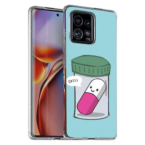 For Motorola (Edge,One 5G,Ace,UW,X40,30),Slim Cover,Pill Say Chill Print,USA - Picture 1 of 20