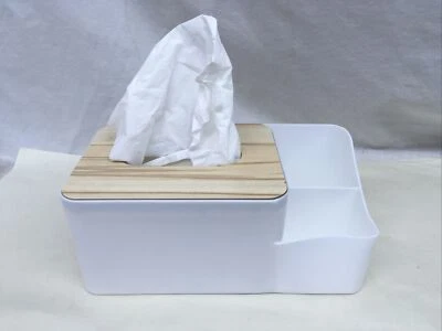 Tissue Box Holder Dispenser Lid Wooden cover Rectangular Storage - Image 1 of 4
