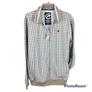 Mens NWT Vtg 90s Y2K ECKO UNLTD. Medium Track Jacket Tan & White M Full Zip - Picture 1 of 3