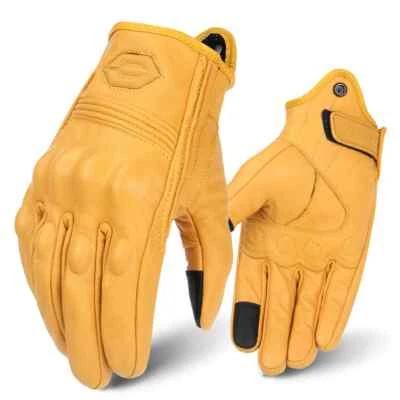 Motorcycle Leather Gloves Waterproof Breathable Leather Motocross Riding Gloves - Image 1 of 4
