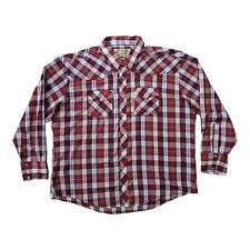 Vtg Rugged Ranch Authentic Western Wear Mens Size XXL Pearl Snap Shirt LS Red
