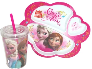 Disney Frozen Elsa Anna Olaf Dinner Plate Cup Tumbler Straw Drink Dinnerware New - Picture 1 of 2
