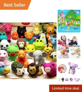 Delightful 35Pc Animal Puzzle Erasers for Kids - Classroom Prizes & Party Favors - Picture 1 of 11