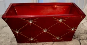 Ashland 9.25"L x 5"W x 4.5"H Rectangular Red Ceramic Jeweled Planter/Trinket Bin - Picture 1 of 24