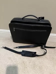 Leather Audi Custom Briefcase Black Zipper Top Handle Crossbody Bag - Picture 1 of 9