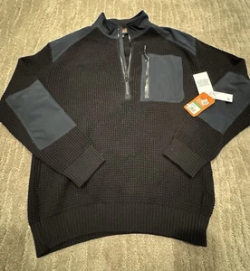 NEW Men's Bass Outdoor Utility Half Zip Waffle Sweater Black sz XL - Picture 1 of 6