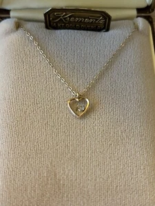 Vintage Krementz 14K Gold Overlay 18" Heart Necklace Original Box - Picture 1 of 4