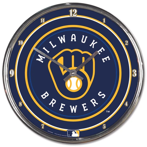 WinCraft Milwaukee Brewers Round Chrome Team Wall Clock Cover