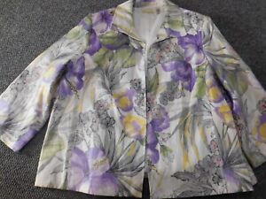Alfred Dunner Womens Jacket 18W Plus purple floral open blazer casual designer