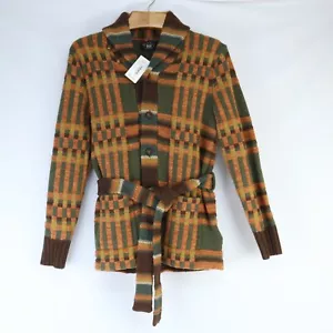 DOUBLE RL RRL RANCH SHAWL CARDIGAN GREEN BROWN 100% WOOL THICK BELTED SWEATER S - Picture 1 of 11