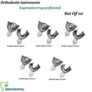 Set Of 10 - Orthodontic Impression Trays Perforated For Adults Dental Laboratory - Picture 1 of 6