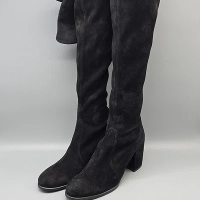 Stuart Weitzman Over the Knee Boots Thigh High Women Size 8.5M Black Suede Spain - Image 1 of 4
