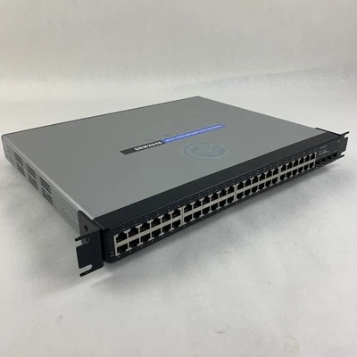 Conmutador Linksys SRW2048 48 puertos 10/100/1000 Gigabit probado restablecimiento Foto 1 de 4