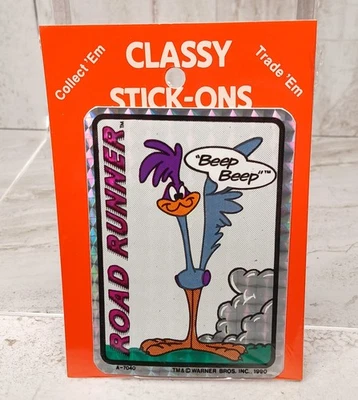 1990 VINTAGE LOONEY TUNES: Road Runner Prism Sticker A-7040 Factory Sealed Rare - Image 1 of 2