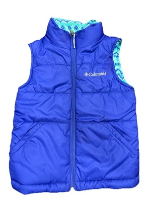 Chaleco acolchado Columbia reversible azul cremallera completa polar niños 4/5 XXS estampado azteca Foto 1 de 4