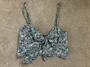 River Island Green Black Crop Top Size 10 zebra Animal - Picture 1 of 6