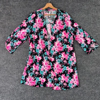 Cárdigan floral Dear Scarlett XL para mujer rosa azul frente abierto boho cottagecore Foto 1 de 4