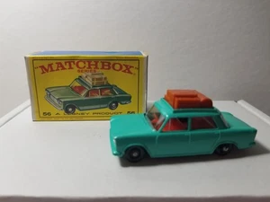 Antique/Vintage - Matchbox #56 Turquoise Fiat 1500 with Hitch in Original Box - Picture 1 of 8