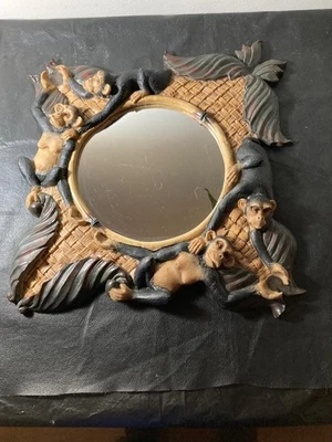 Espejo de pared de resina "Monkeyin' Around" monos chimpancés decoración de pared colgante Foto 1 de 3