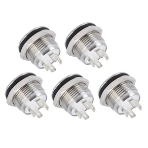 5Pcs 12mm Stainless Steel LED Button Switch Flat Top DC3‑6V Blue - Picture 1 of 11