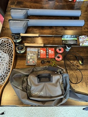 2 Orvis Clearwater Fly Rods Outfit 5 Wt 9ft Length, Orvis sling bag, Net, New - Image 1 of 4