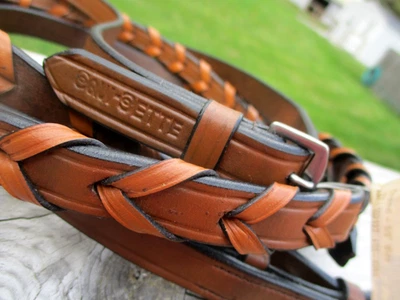 EQUI-BETTE  5/8" x 54 " Excellent Quality Carmel Leather Laced Show Bridle Reins - Image 1 of 4
